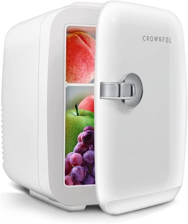 CROWNFUL Mini Fridge, 4 Liter/6 Can Portable Cooler