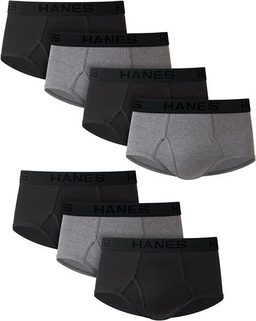 Hanes Men's Classics Tagless Briefs, 7-Pack Black/Grey L