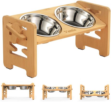 Vantic Elevated Dog Bowls-Adjustable Raised Dog Bowls with Stand