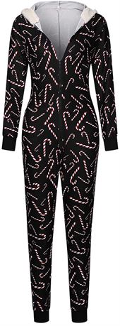 Women 's Onesie Sleepwear Christmas Print Pajamas Jumpsuit - XXL