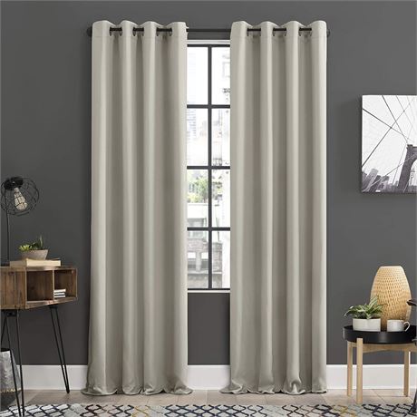 2-pack Blackout Energy Efficient Grommet Curtain Panel Pair - Off White