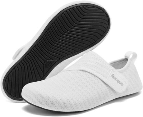 Racqua Water Shoes Barefoot Beach Swim Shoes, White, Size 38-39