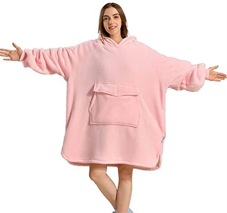 Blanket Hoodie, Oversized Sherpa Pink