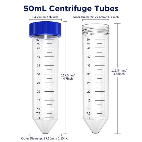 Conical Centrifuge Tubes 50mL, 25 Pack
