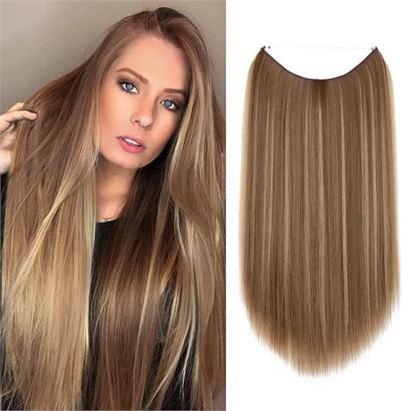 SARLA Hair Extensions Straight Medium Brown/Ash Blonde 14 Inch