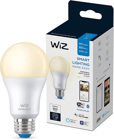WiZ Connected Soft White 60W A19 Smart WiFi Light Bulb
