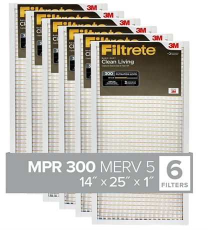 Filtrete 14x25x1 Air Filter MPR 300 6-Pack