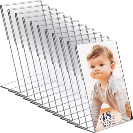 48 Pack Acrylic Photo Frames 4 x 6 Inches Clear Plastic Picture Frames