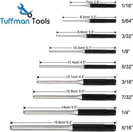 TuffMan Tools, Roll Pin Punch Set 9pc