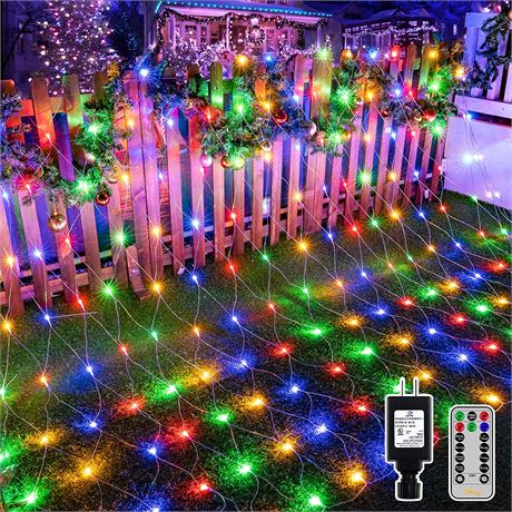 200 LED Mesh Outdoor Lights Waterproof, 8 Modes, (9.8x6.6ft,Multicolor)