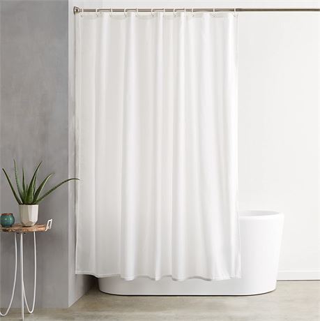 Amazon Basics Fabric Shower Curtain - 72 x 72 Inch, White