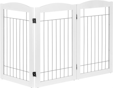 Spirich Freestanding Foldable Wire Pet Gate for Dogs, 80" Wide x 30" Tall