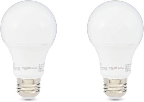 Amazon Basics 60W Equivalent, Soft White, Non-Dimmable A19 LED | 2-Pack