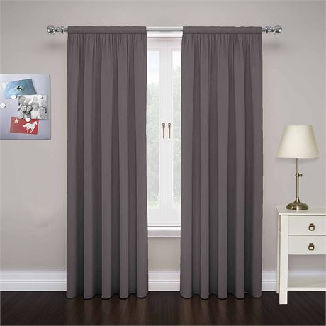 Rod Pocket Window Curtains for Living Room (2 Panels), 40 in x 84 in, Smoke