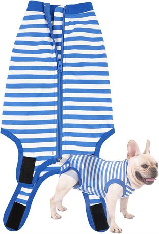 DogLemi Blue & White Striped Dog Recovery Suit - Small