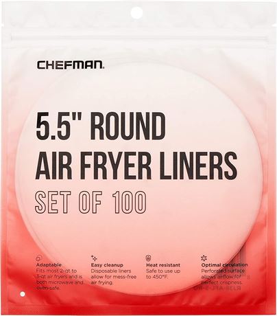 Chefman Disposable Air Fryer Liners, 5x5, 100 Pack