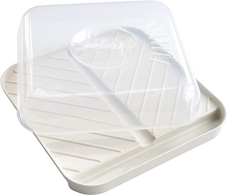 Nordic Ware Slanted Bacon and MeatTray, with Lid, White