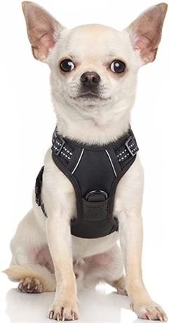 Rabbitgoo No-Pull Pet Harness w/2 Leash Clips, Black, XS