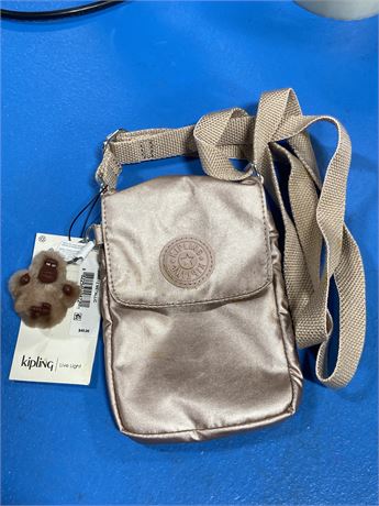 Kipling Lightweight Crossbody Mini, Nylon Phone Bag - Quartz Metallic