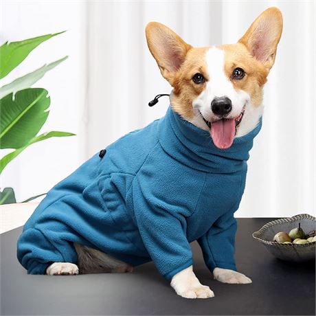 Dog Winter Coat Soft Fleece Pullover - Torquoise - Small