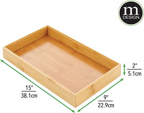 Wooden Bamboo Drawer Organizer - 15" Stackable Storage Box Tray 4 pack