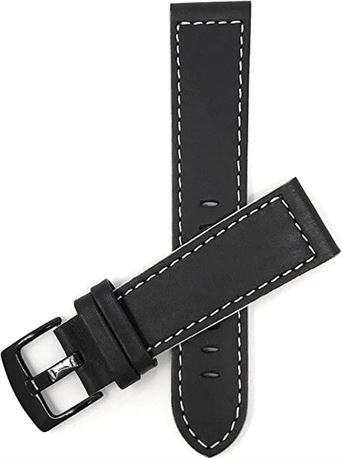 Mens Padded Leather Smart Watch Band Strap - Black