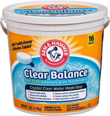 ARM & HAMMER Clear Balance Pool Alkalinity & pH Maintenance Tablets, 16Ct