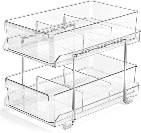 2 Tier Clear Organizer with Dividers