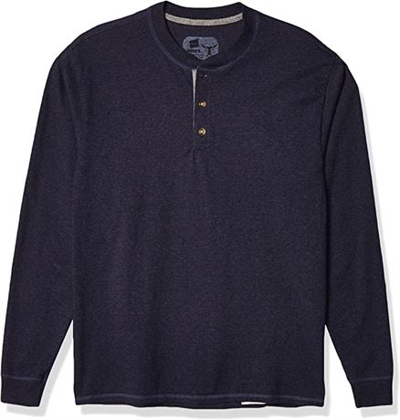 Hanes Men's T-Shirt, Men's BeefyT Henley Shirts Navy Heather, Size-M