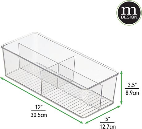 mDesign Kitchen Cabinet Storage Organizer Bin Box - 4 Divided Sections