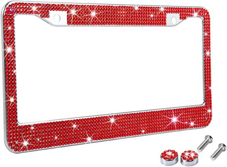 Red Bling Rhinestone License Plate Frames