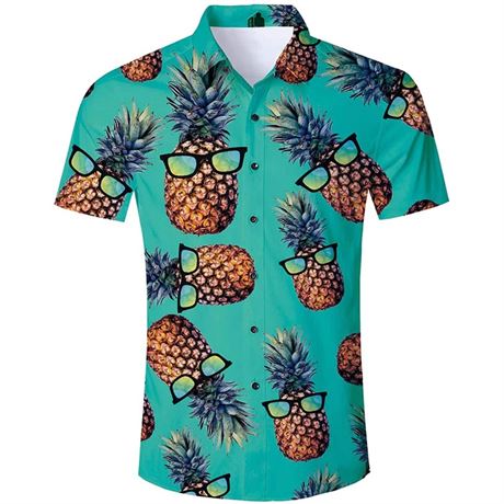 GREEN SUNGLASSES PINEAPPLE FUNNY HAWAIIAN SHIRT