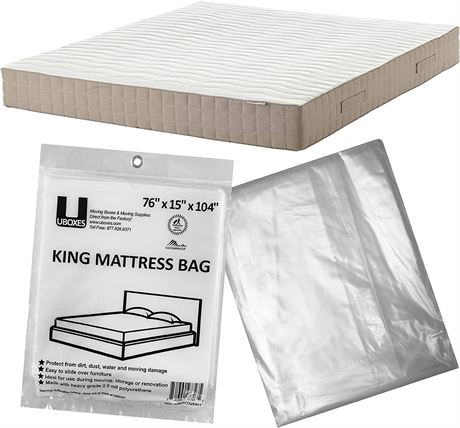 Moving Supplies King Mattress Cover/Bag 76" x 15" x 104" , Clear