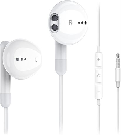 Wired Earbuds with Microphone - White