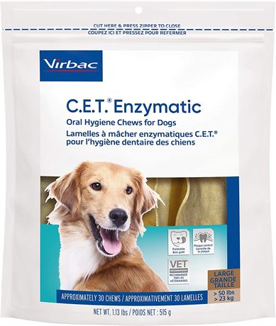 Virbac CET Enzymatic Oral Hygiene Chews for Dogs, beef, EXP: 9/25