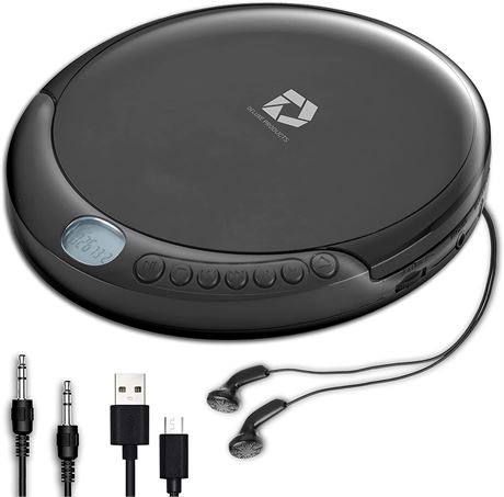 Deluxe Products CD Player Portable w/ 60 Second Anti Skip, Stereo Earbuds,