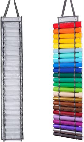 Vinyl Roll Holder with 24 Compartments - Neon Orange/Blue