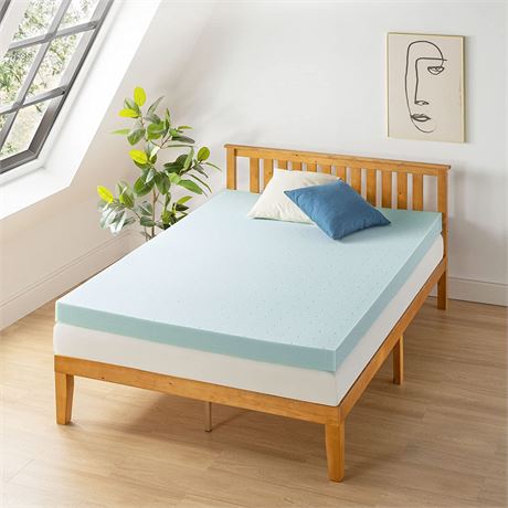 Best Price Mattress 4" Ventilated Memory Foam Mattress Topper, Short Queen