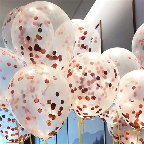 Rose Gold Confetti Balloons, 24 Pcs Thickened