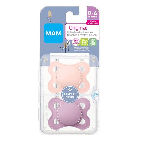 MAM Original Matte Baby Pacifier, 2 Count - Girl