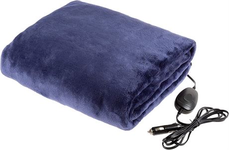 Stalwart Electric Car Blanket 12V, 3 Settings, Auto Shutoff (Blue)