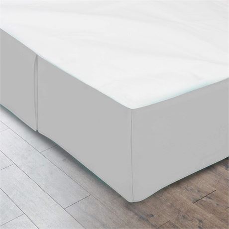 Nestl Silver Twin Bed Skirt - Twin Size Bed Skirt 14 Inch Drop