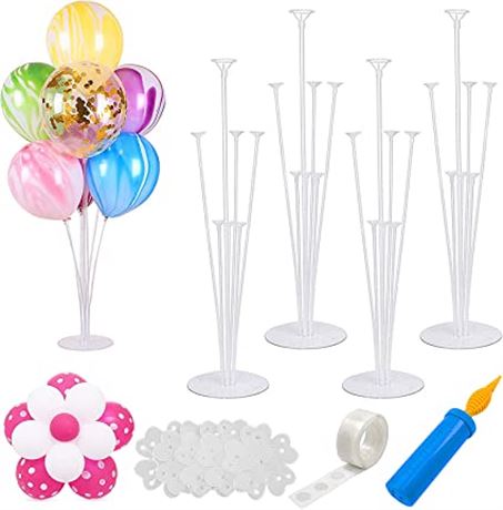 ID IDAODAN 4 Sets of Balloon Table Stand Kit (7 Sticks 7 Cups 1 Base)