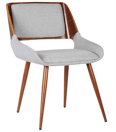 Armen Living Panda Dining Chair in Grey Fabric and Walnut Wood Finish