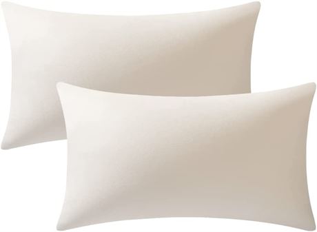 Pillow Covers 12x20 Cream: 2 Pack Cozy Soft Velvet Rectangular Throw Pillow