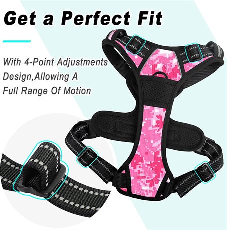 BARKBAY No Pull Dog Harness Large Step in Reflective (Pink camo,XL)