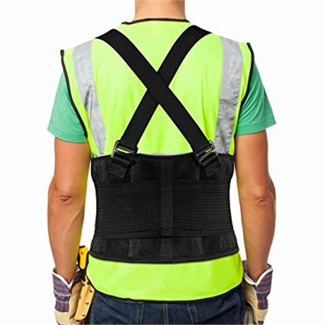 Qcheye Back Brace Lumbar Back Support Belt with Removable Suspenders, 3XL/4XL