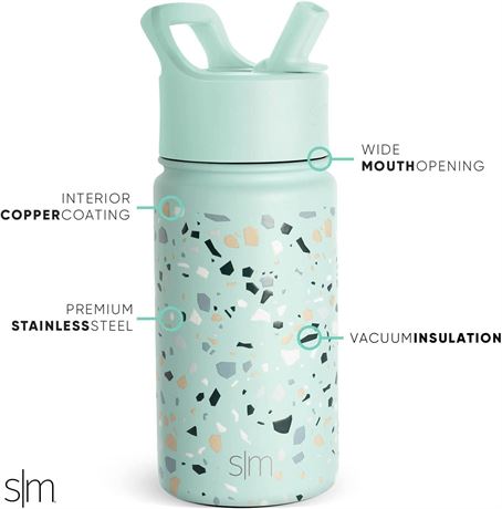 Simple Modern Kids Insulated Stainless Steel Tumbler 14oz Blue Terrazo