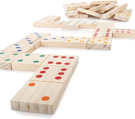 Hey! Play! Giant Wooden Dominoes Game Set (28 Piece)