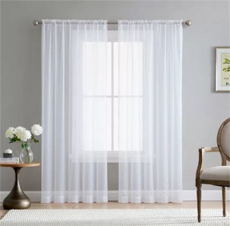 Sheer Voile Rod Pocket Curtain Panel - 2 Pack